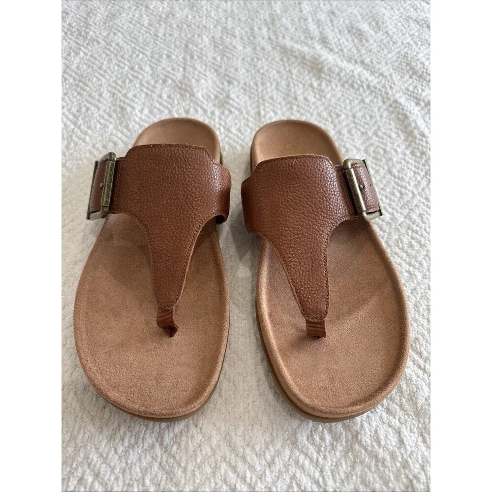 NWOT Womens Vionic Emma Flip Flop Size 10 Color Tan Leather